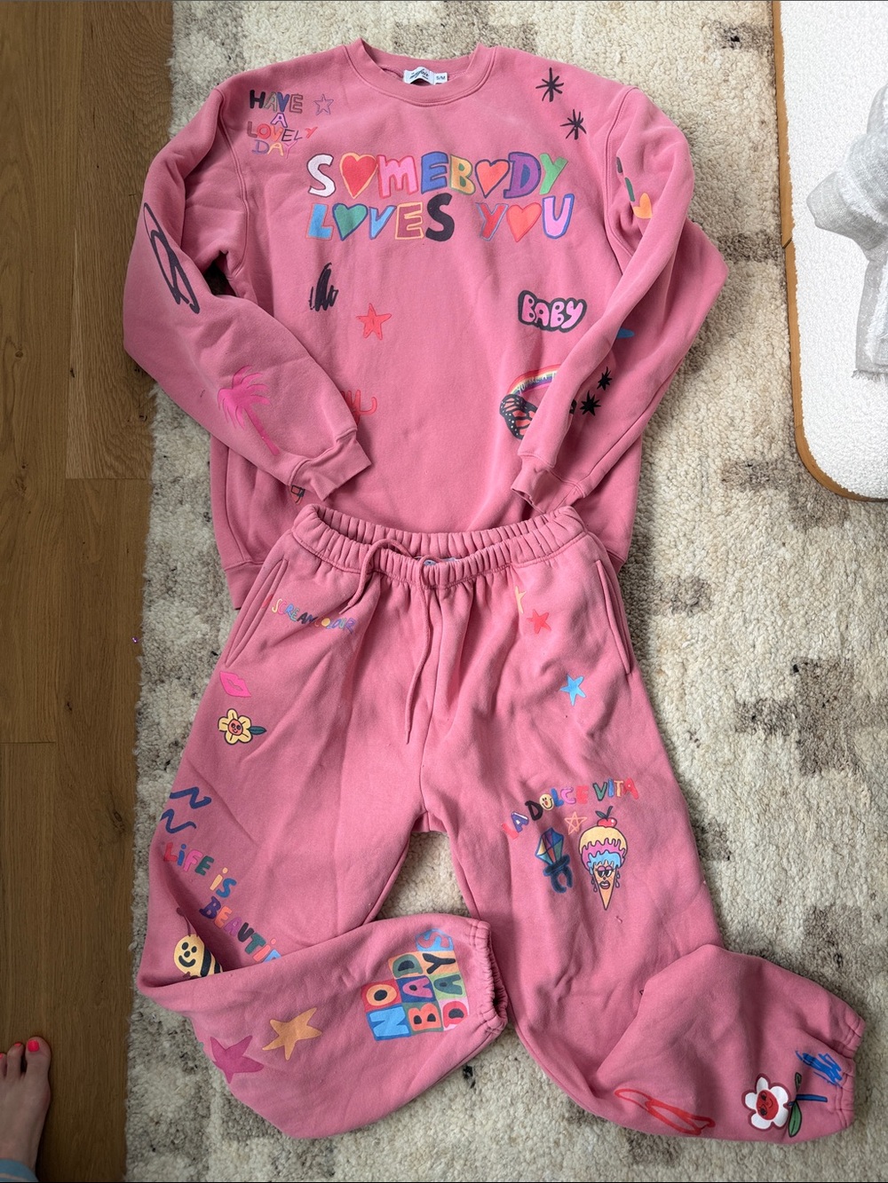 The Mayfair Group Set Pink Graphic Sweatshirt & Sweatpants Set